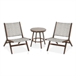FOA Haft Aluminum Indoor and Outdoor 3-Piece Table and Chair Set in Gray