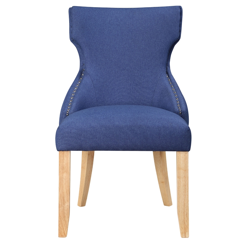 Furniture of America Glanz Fabric Wing-Back Side Chair in Blue (Set of 2)