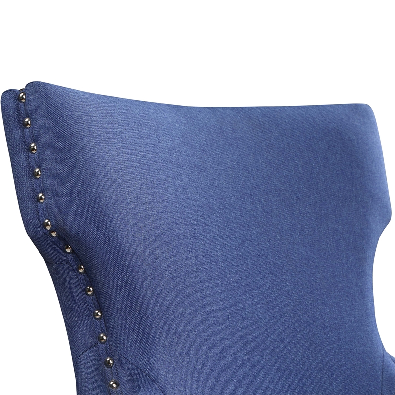 Furniture of America Glanz Fabric Wing-Back Side Chair in Blue (Set of 2)