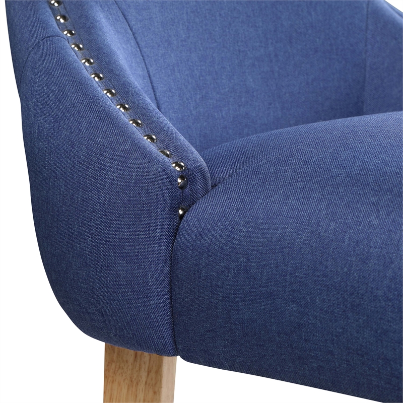 Furniture of America Glanz Fabric Wing-Back Side Chair in Blue (Set of 2)