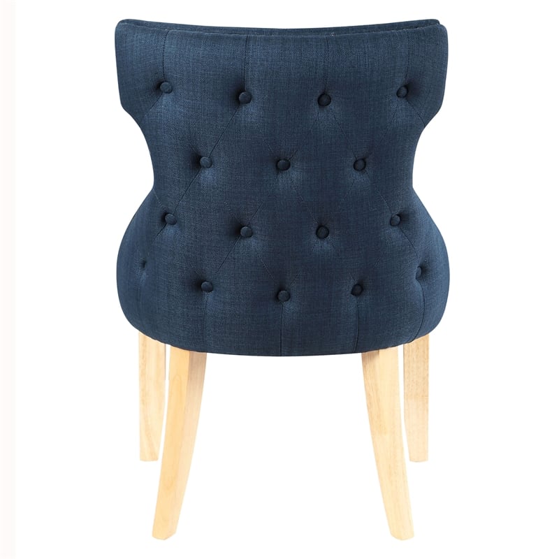 Furniture of America Glanz Fabric Wing-Back Side Chair in Dark Blue (Set of 2)