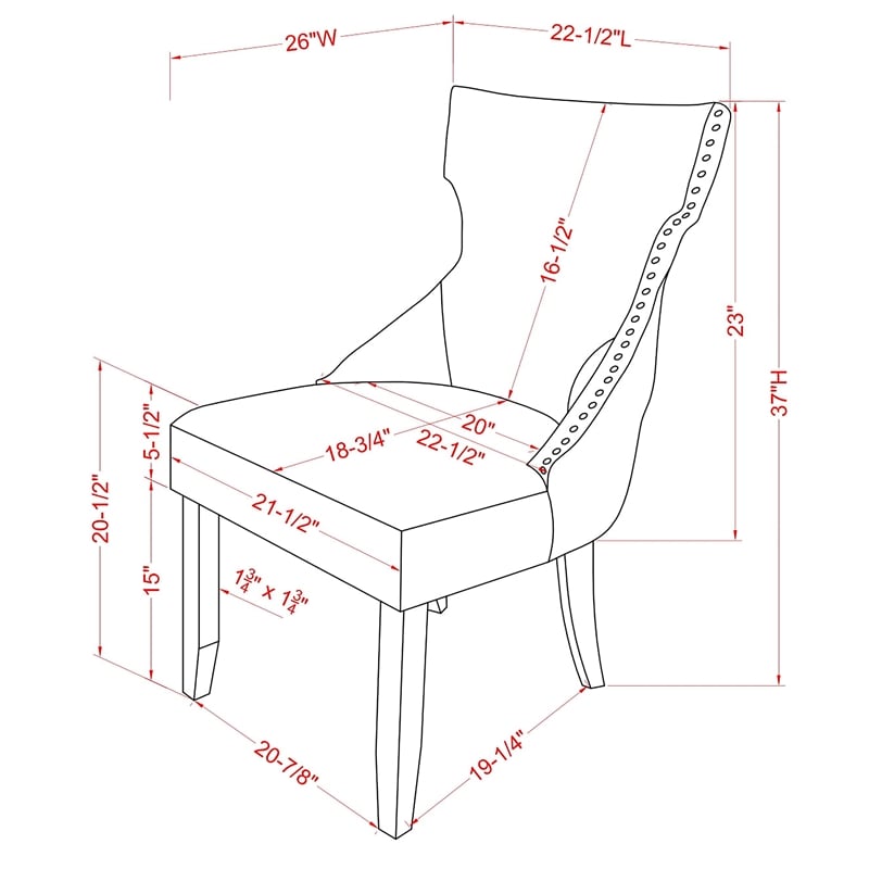 Furniture of America Glanz Fabric Wing-Back Side Chair in Dark Blue (Set of 2)