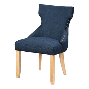 Furniture of America Glanz Fabric Wing-Back Side Chair in Dark Blue (Set of 2)