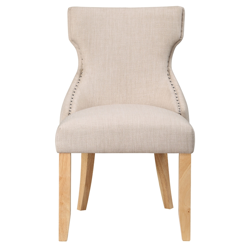 Furniture of America Glanz Fabric Wing-Back Side Chair in Ivory (Set of 2)