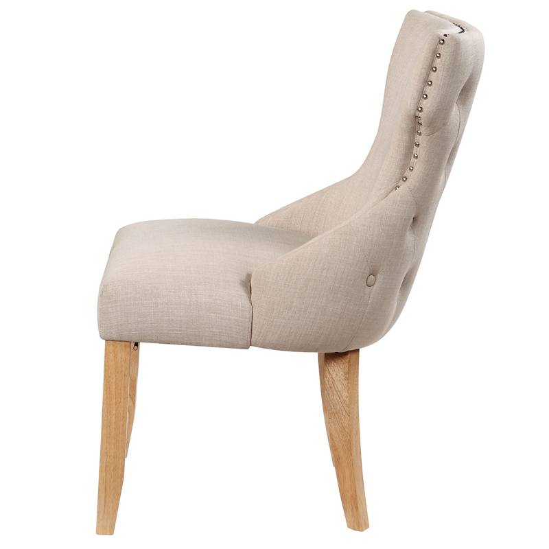 Furniture of America Glanz Fabric Wing-Back Side Chair in Ivory (Set of 2)