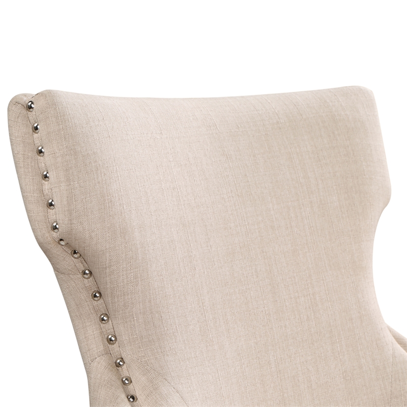 Furniture of America Glanz Fabric Wing-Back Side Chair in Ivory (Set of 2)