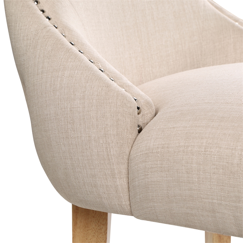 Furniture of America Glanz Fabric Wing-Back Side Chair in Ivory (Set of 2)