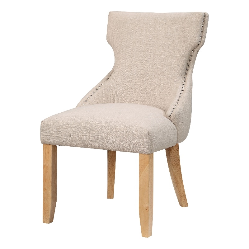 Furniture of America Glanz Fabric Wing-Back Side Chair in Ivory (Set of 2)