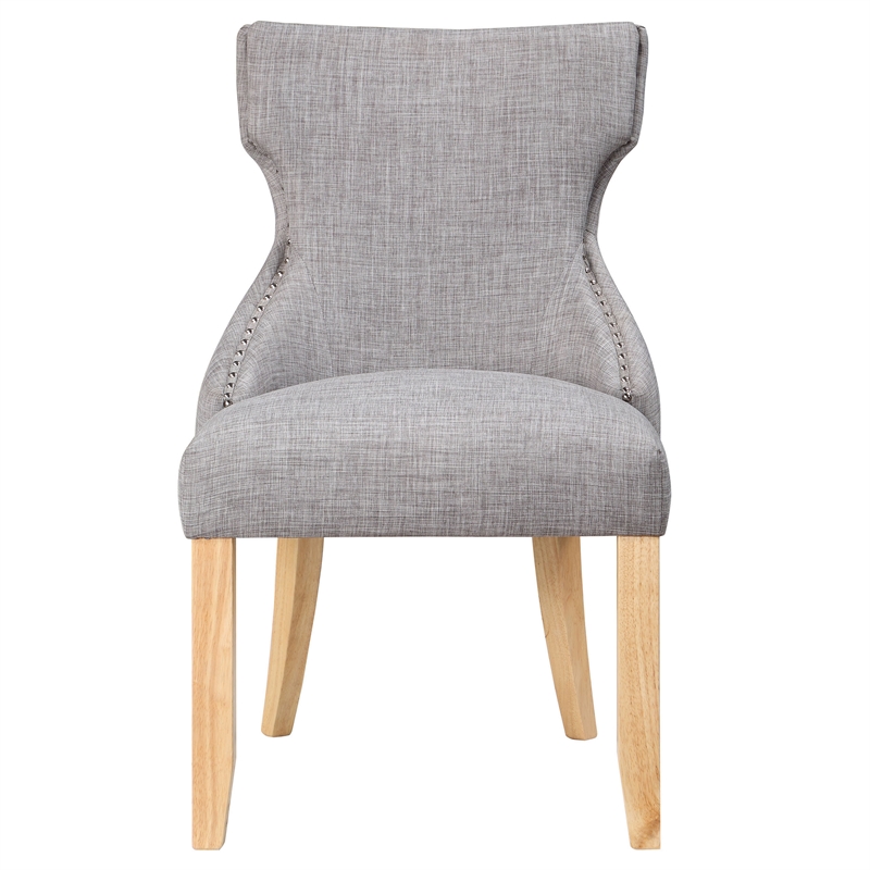 Furniture of America Glanz Fabric Wing-Back Side Chair in Gray (Set of 2)