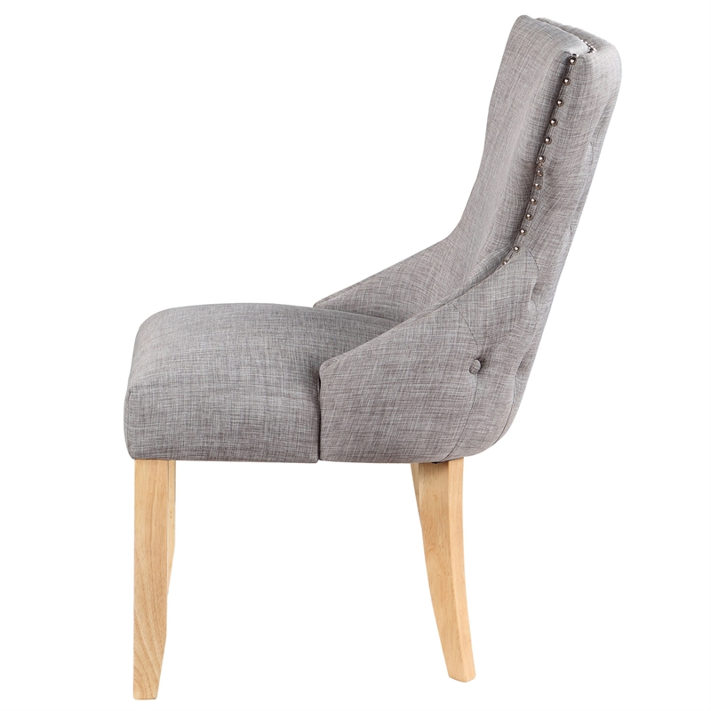 Furniture of America Glanz Fabric Wing-Back Side Chair in Gray (Set of 2)