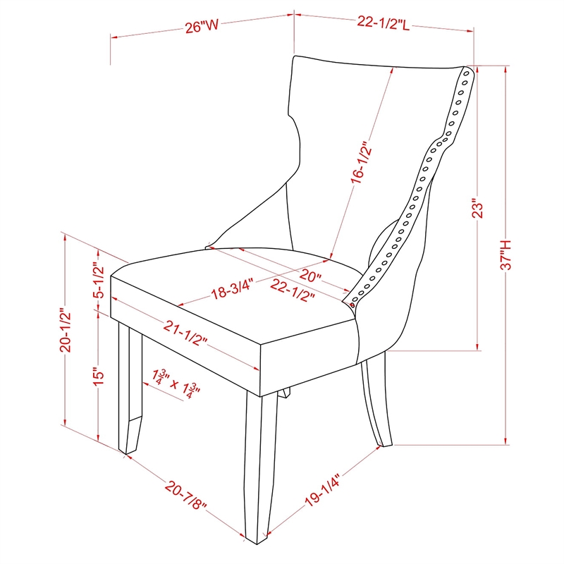 Furniture of America Glanz Fabric Wing-Back Side Chair in Gray (Set of 2)