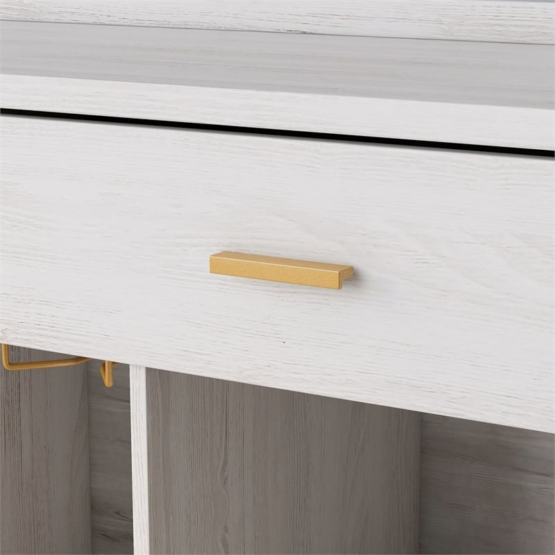 Furniture of America Flyn Wood Multi-Storage Wine Cabinet in White Oak