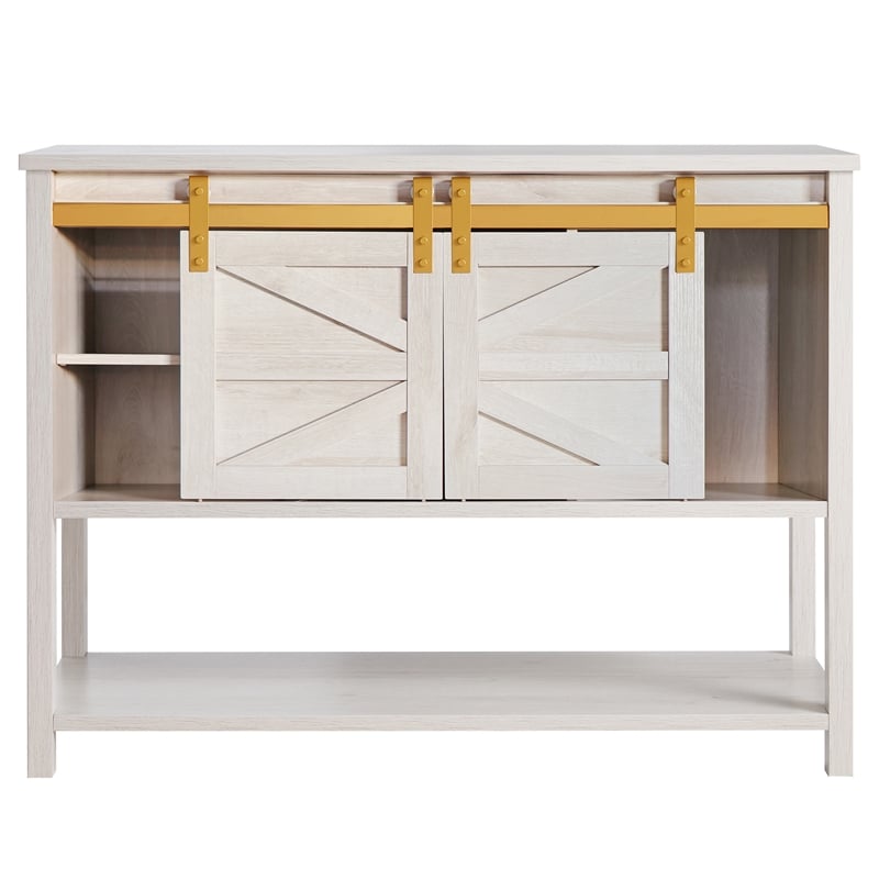 Furniture of America Birch Wood Buffet with Sliding Door in White Oak