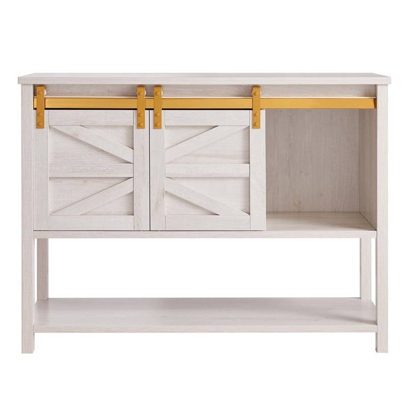 Furniture of America Birch Wood Buffet with Sliding Door in White Oak