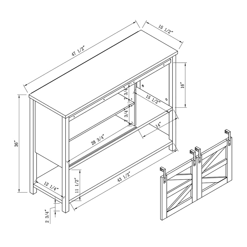 Furniture of America Birch Wood Buffet with Sliding Door in White Oak