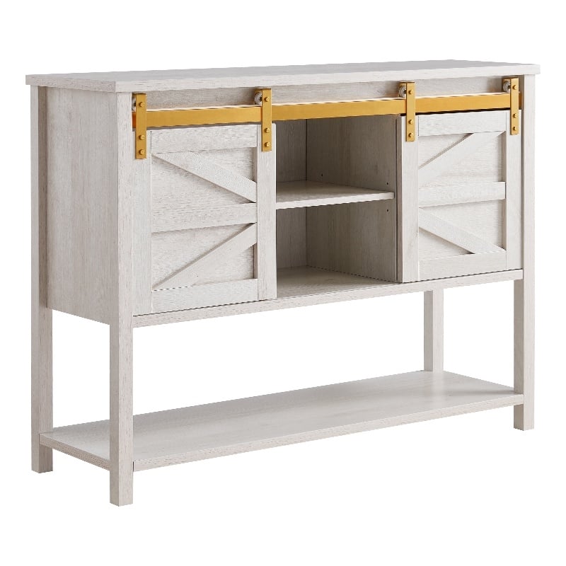 Furniture of America Birch Wood Buffet with Sliding Door in White Oak