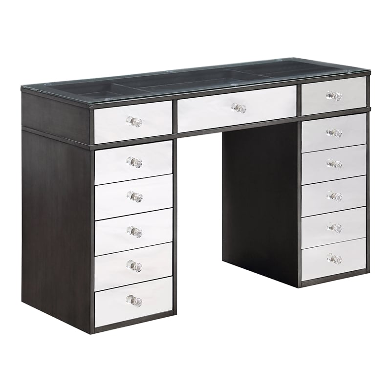 Furniture of America Glanz Wood 3-Piece Vanity Set with USB and LED in Gray