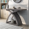 Furniture of America Nipran Wood Sofa Table with Curved Legs in Distressed Gray