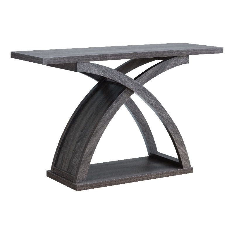 Furniture of America Nipran Wood Sofa Table with Curved Legs in Distressed Gray