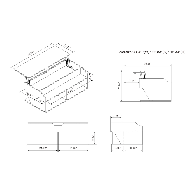 Furniture of America Birch Wood Lift-Top Coffee Table in Black