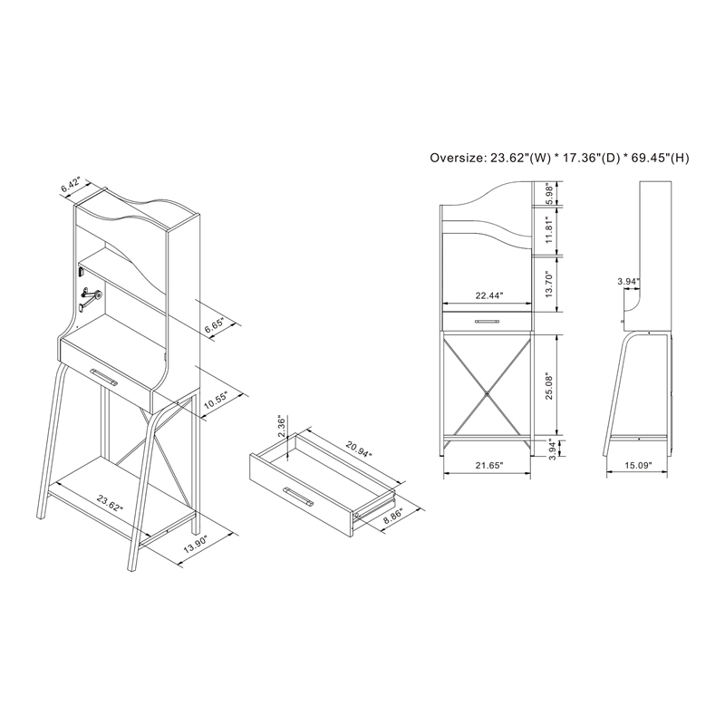 Furniture of America Jax Wood 2-Shelf Mini Bar in Light Hickory Brown