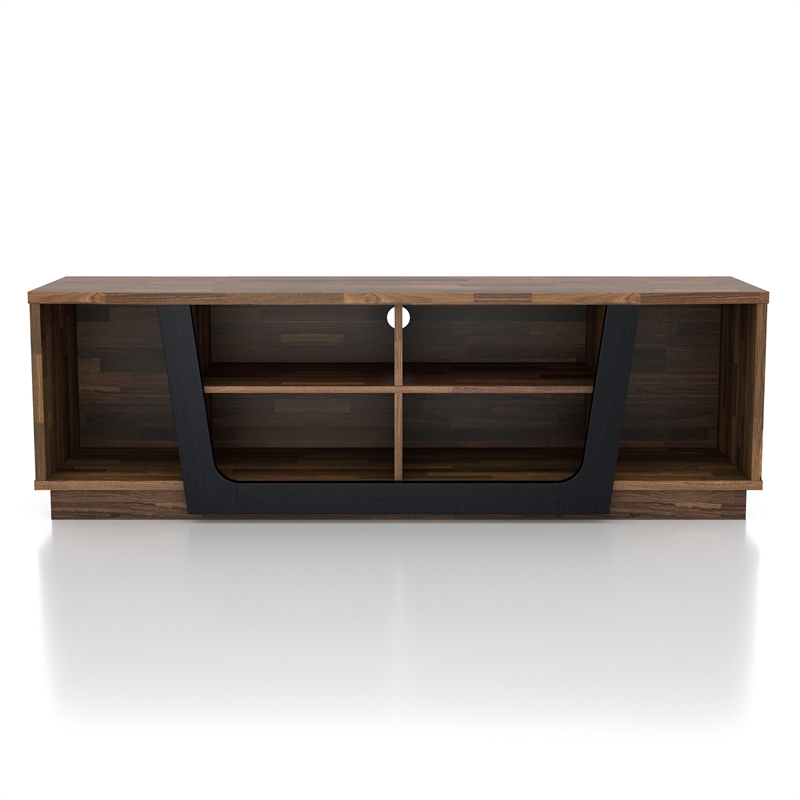 Furniture of America Hart Wood 6-Shelf TV Stand in Light Hickory Brown
