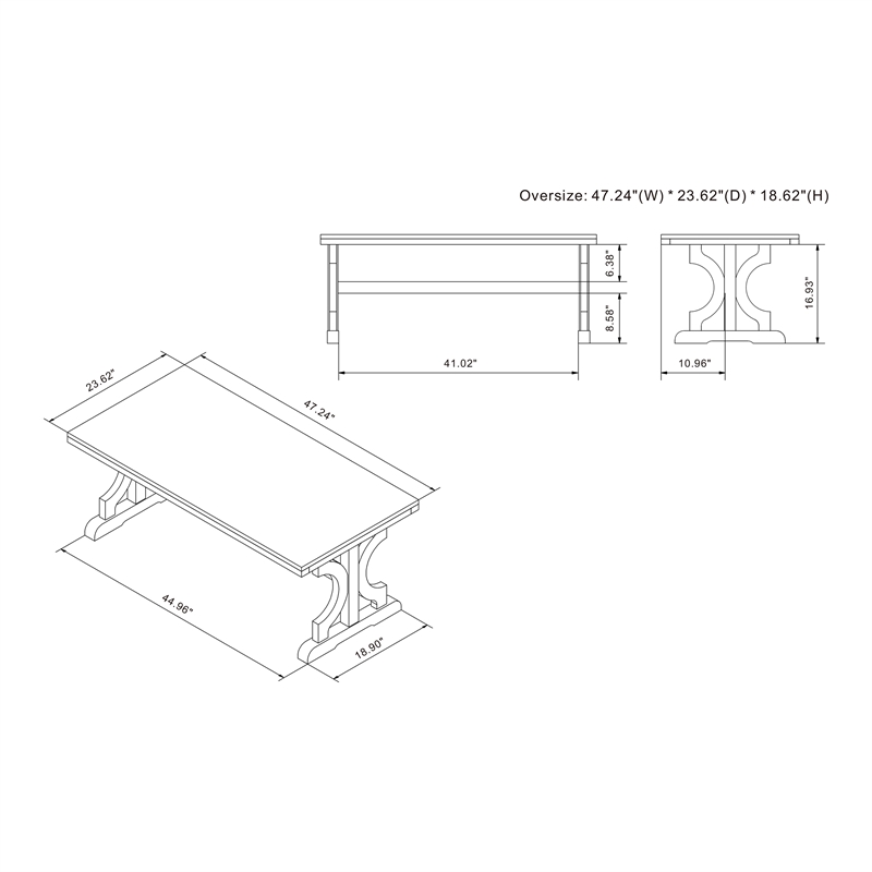 Furniture of America Birch Farmhouse Wood Coffee Table in Reclaimed Oak