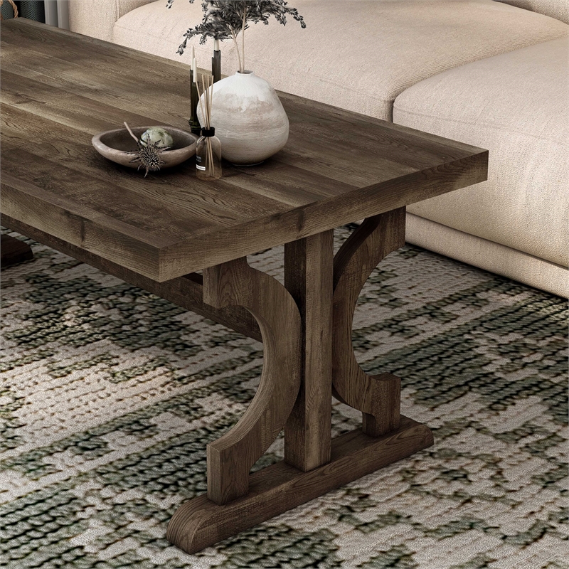Furniture of America Birch Farmhouse Wood Coffee Table in Reclaimed Oak
