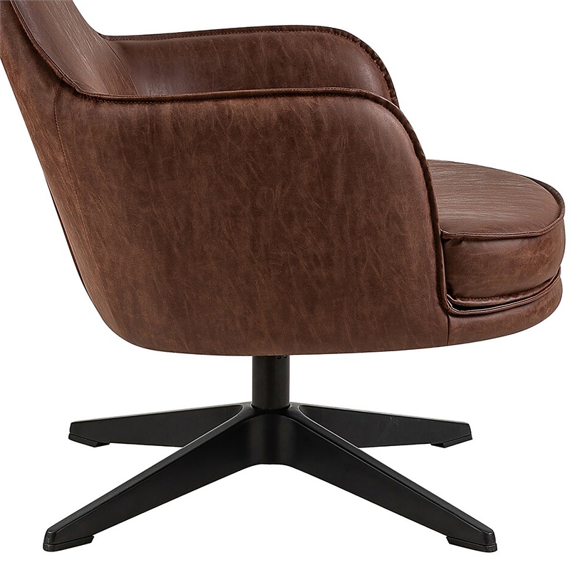 Furniture of America Alto Brown Faux Leather Accent Chair with Padded Headrest