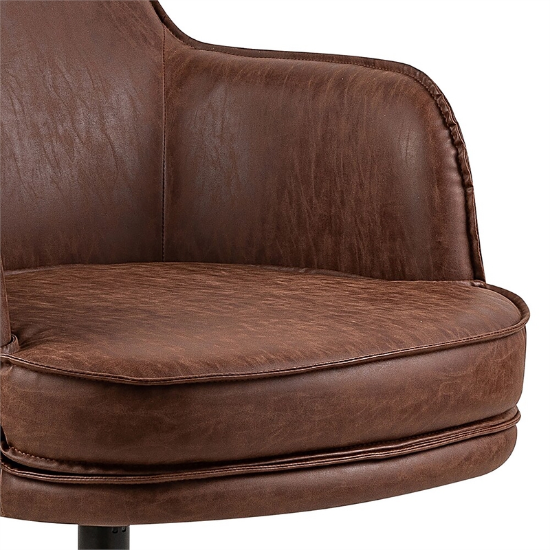 Furniture of America Alto Brown Faux Leather Accent Chair with Padded Headrest