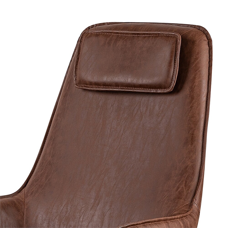 Furniture of America Alto Brown Faux Leather Accent Chair with Padded Headrest