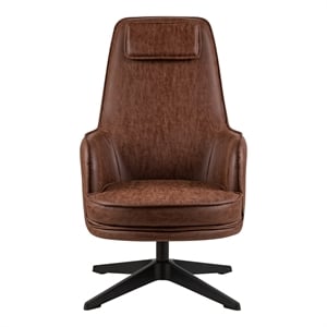 Furniture of America Alto Brown Faux Leather Accent Chair with Padded Headrest