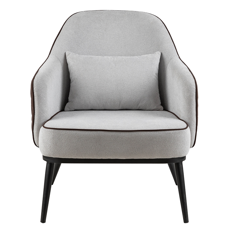 Furniture of America Alto Fabric and Faux Leather Accent Chair in Gray