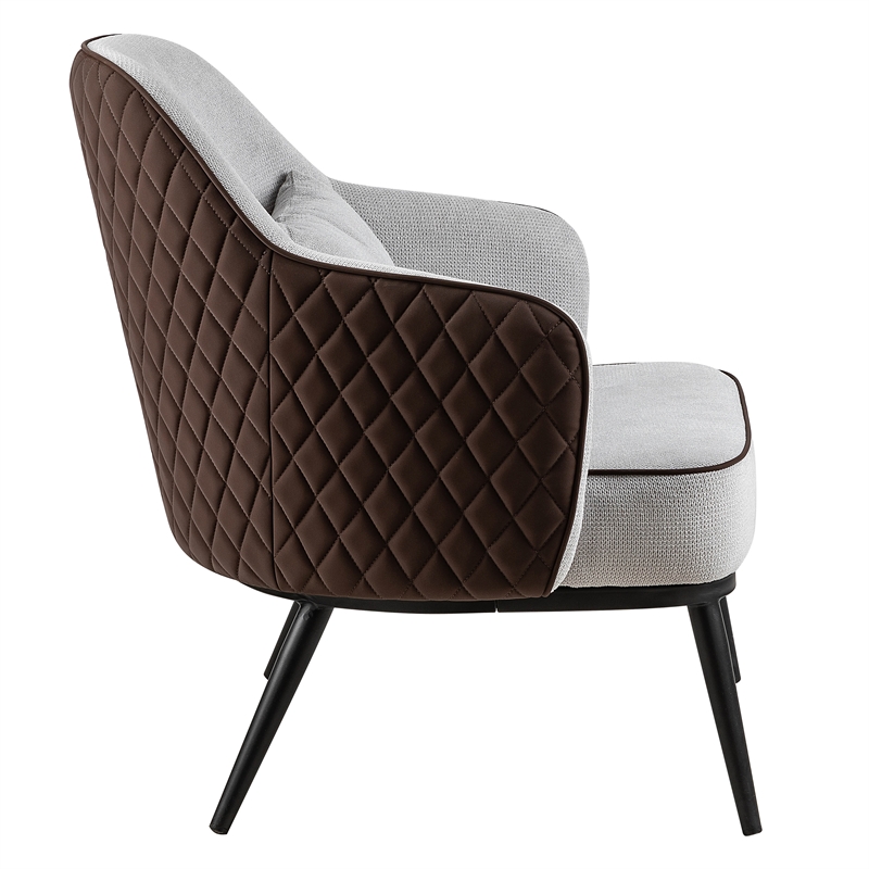 Furniture of America Alto Fabric and Faux Leather Accent Chair in Gray