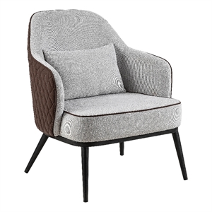 furniture of america alto fabric and faux leather accent chair in gray