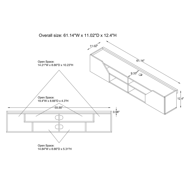 Furniture of America Hart Wood 4-Shelf Floating TV Console in White
