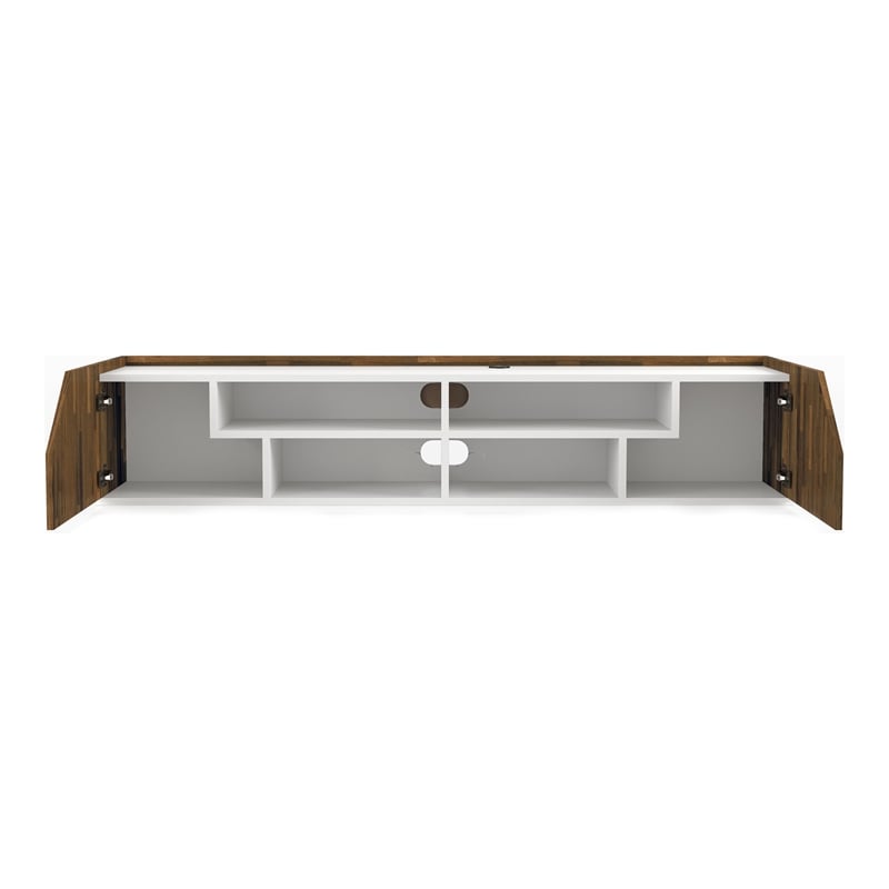 Furniture of America Hart Wood 4-Shelf Floating TV Console in White