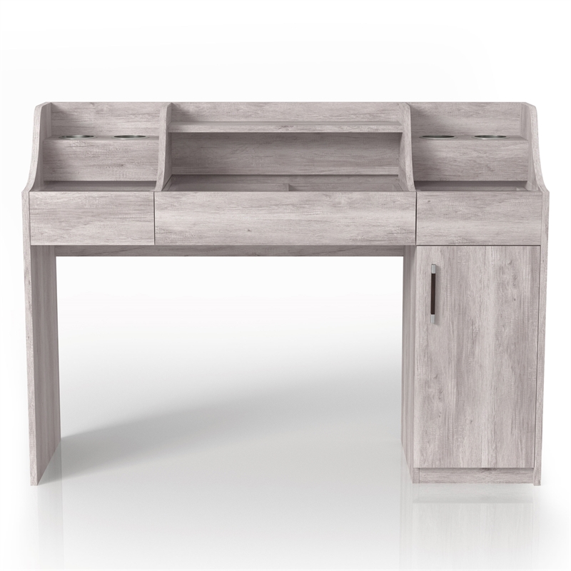 Furniture of America Elm Wood Multi-Storage Vanity Table in Coastal White