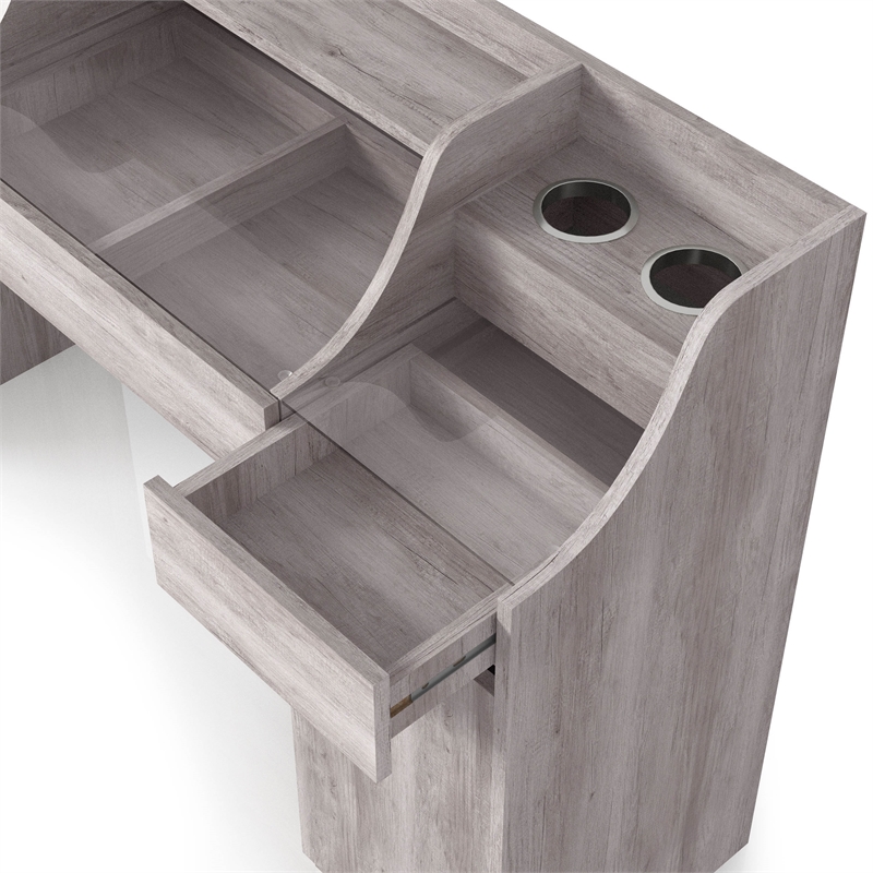 Furniture of America Elm Wood Multi-Storage Vanity Table in Coastal White