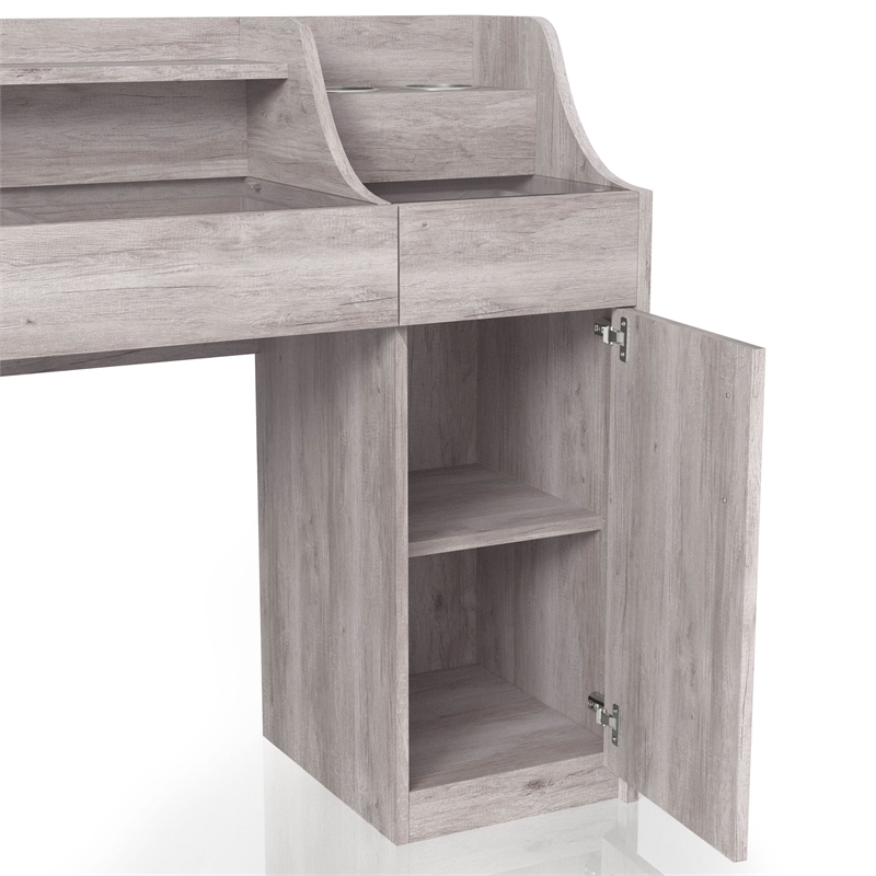 Furniture of America Elm Wood Multi-Storage Vanity Table in Coastal White