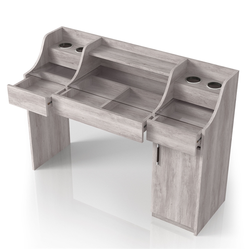 Furniture of America Elm Wood Multi-Storage Vanity Table in Coastal White