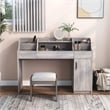 Furniture of America Elm Wood Multi-Storage Vanity Table in Coastal White