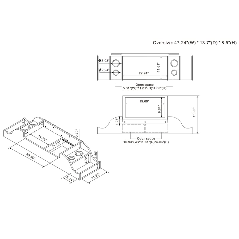 Furniture of America Elm Wood Wall Mounted Makeup Vanity in Coastal White