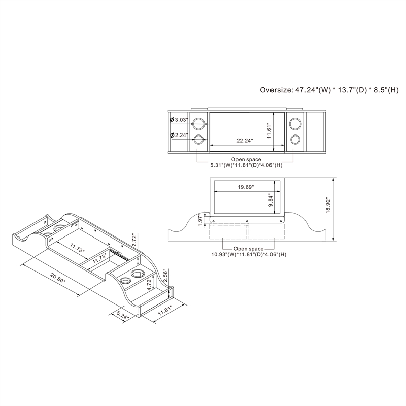 Furniture of America Elm Wood Wall Mounted Makeup Vanity in White