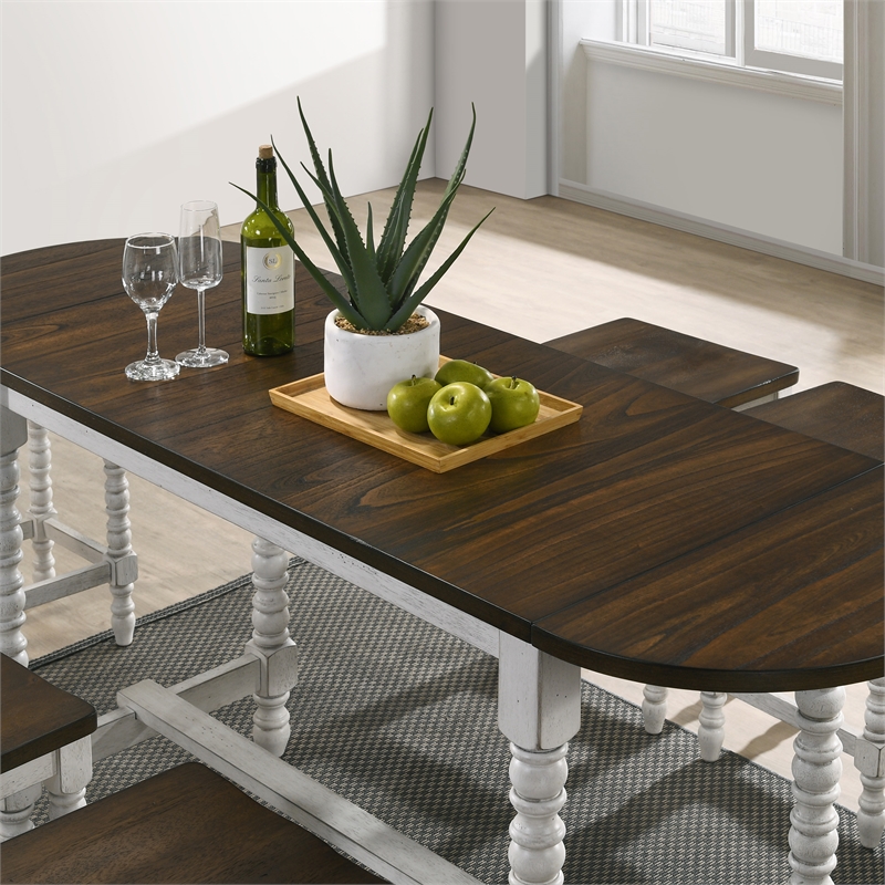 Furniture of America Birch Wood Counter Height Table With Drop Leaf in Walnut