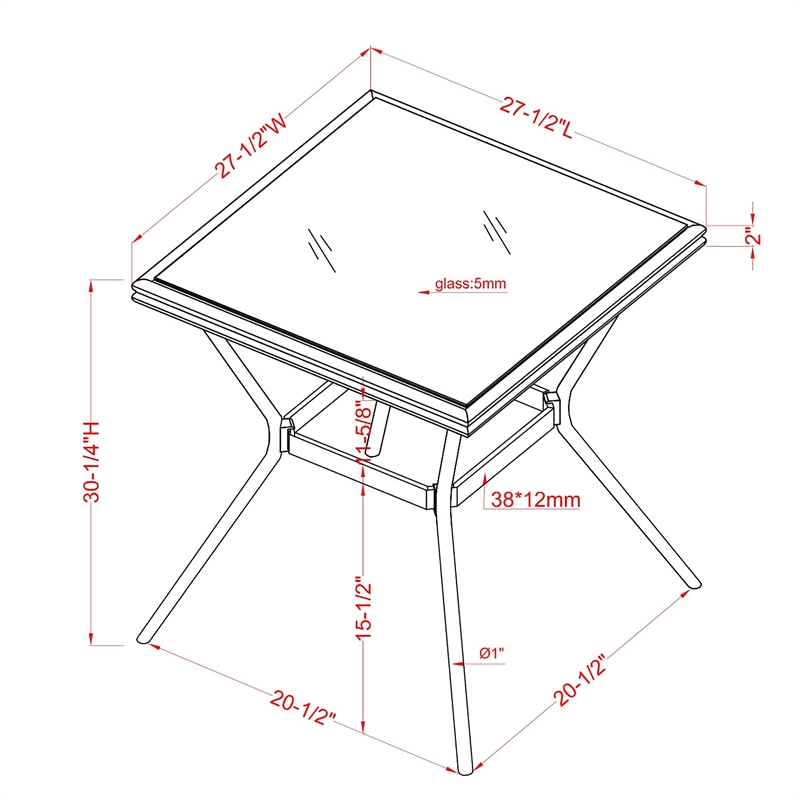 Furniture of America Hjem Aluminum Square Patio Dining Table in Brown