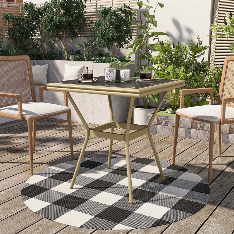 Furniture of America Hjem Aluminum Square Patio Dining Table in Brown