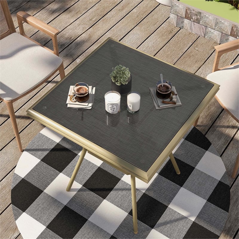 Furniture of America Hjem Aluminum Square Patio Dining Table in Brown