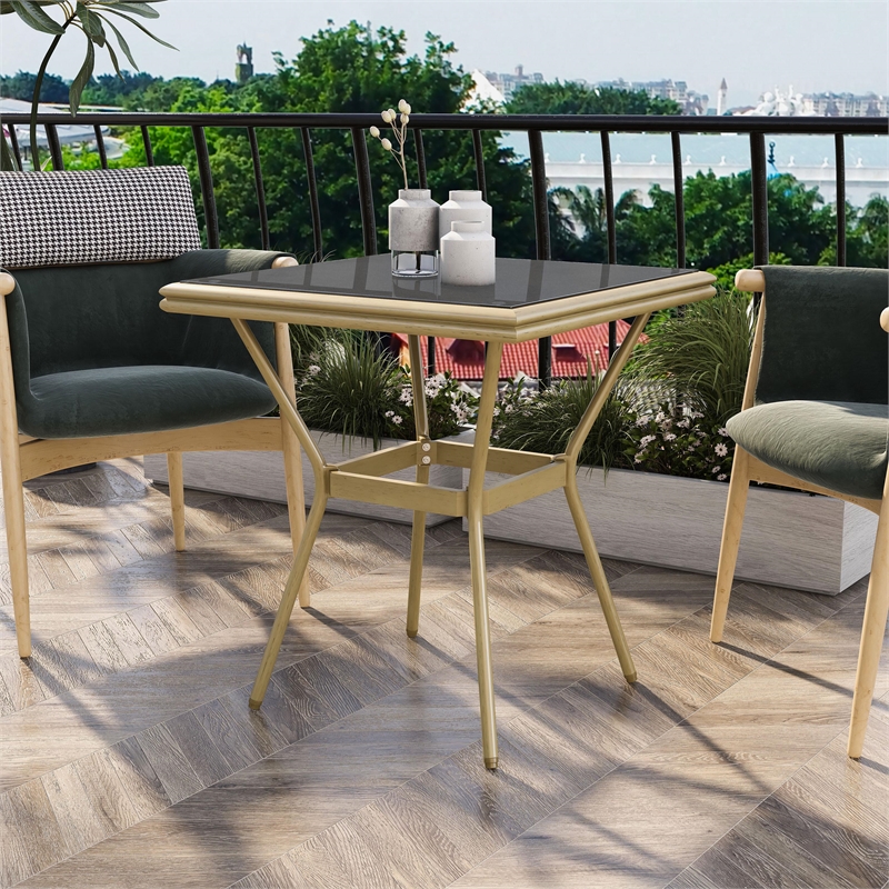 Furniture of America Hjem Aluminum Square Patio Dining Table in Dark Gray