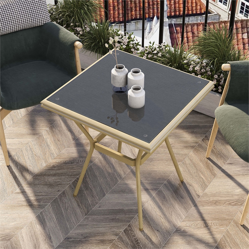 Furniture of America Hjem Aluminum Square Patio Dining Table in Dark Gray